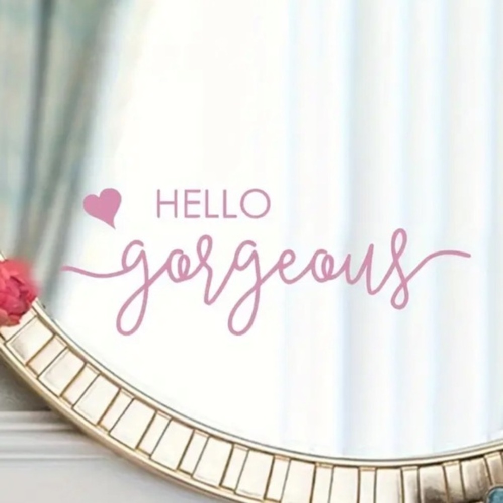Hello Gorgeous Pink Wall Decal Art with Heart | Feminine Home Decor NWT